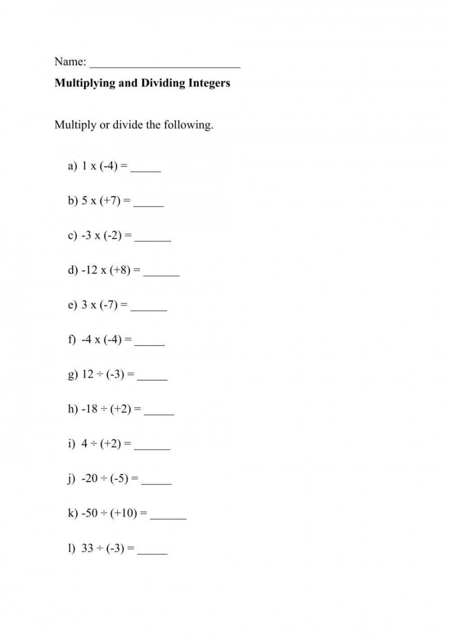 Multiplying and Dividing Integers interactive worksheet  Live