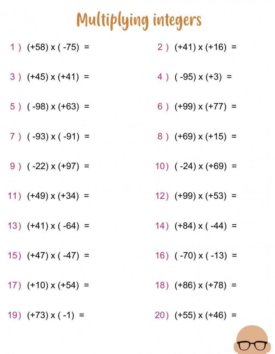 Multiplying and dividing integers worksheet  Live Worksheets
