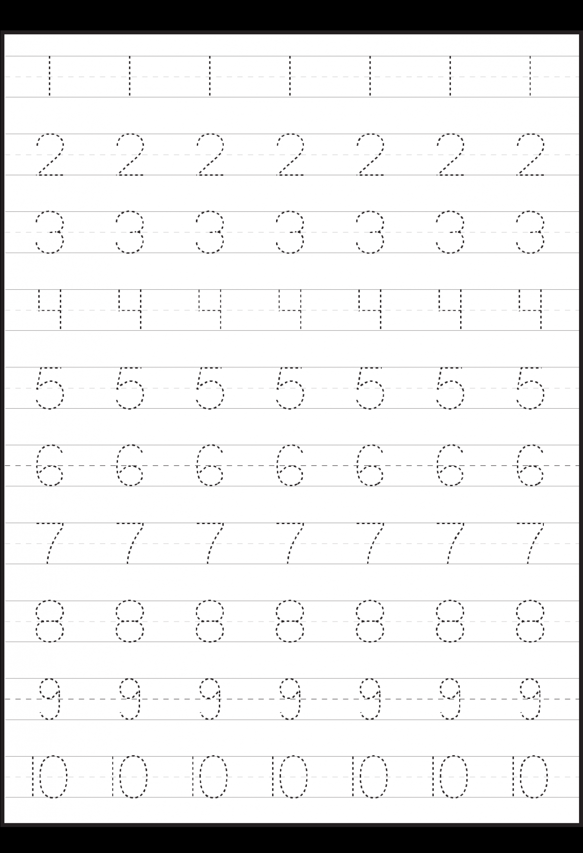 Number Tracing Worksheets For Kindergarten- -0 – Ten Worksheets