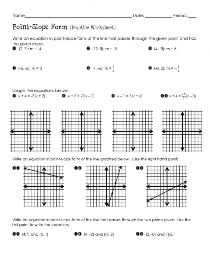 Point Slope Form Practice Worksheet  PDF  Mathematical Objects