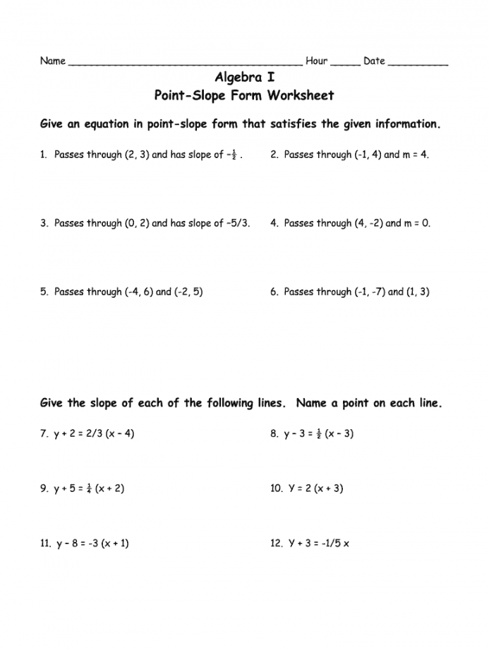 Point slope form worksheet: Fill out & sign online  DocHub