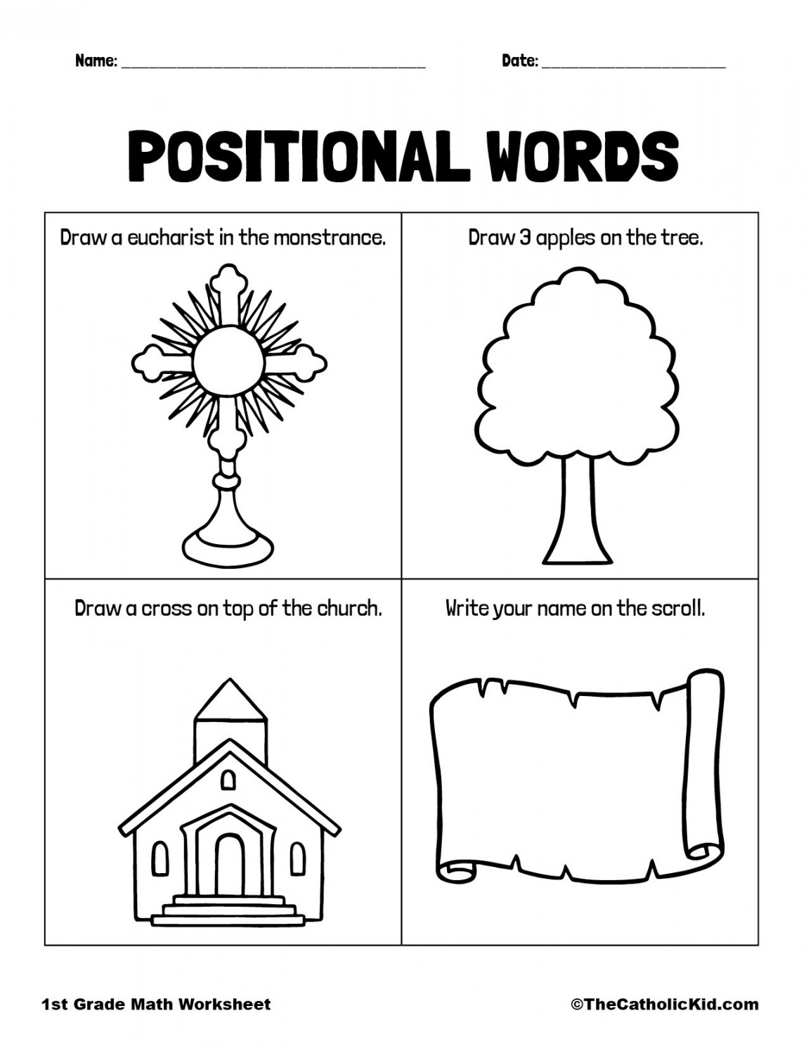 Positional Words Worksheet - TheCatholicKid
