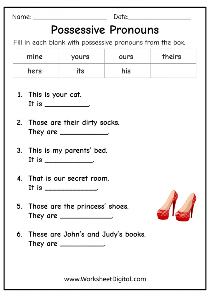 Possessive Pronouns - Worksheet Digital