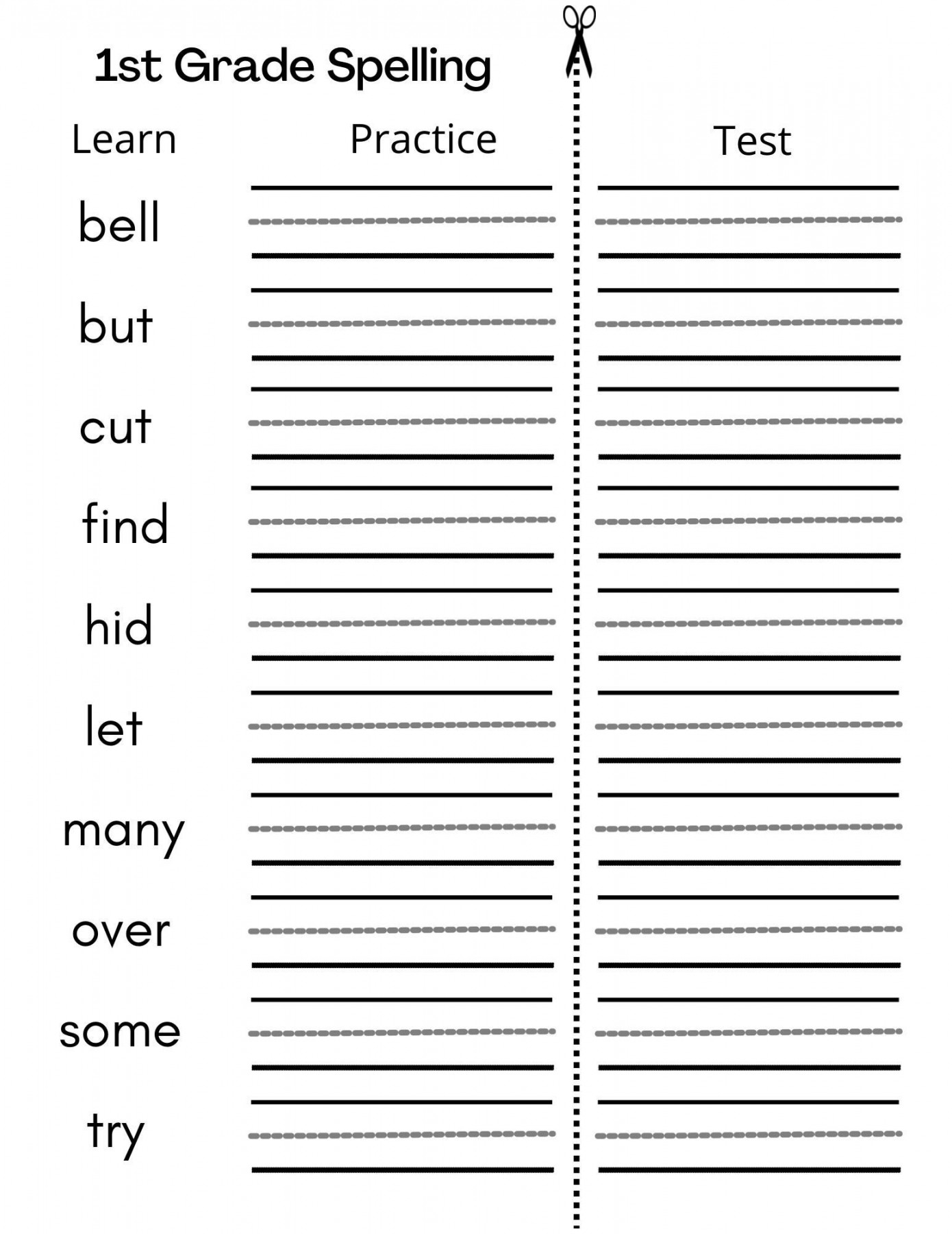 Printable First Grade Spelling Writing Worksheets - Etsy