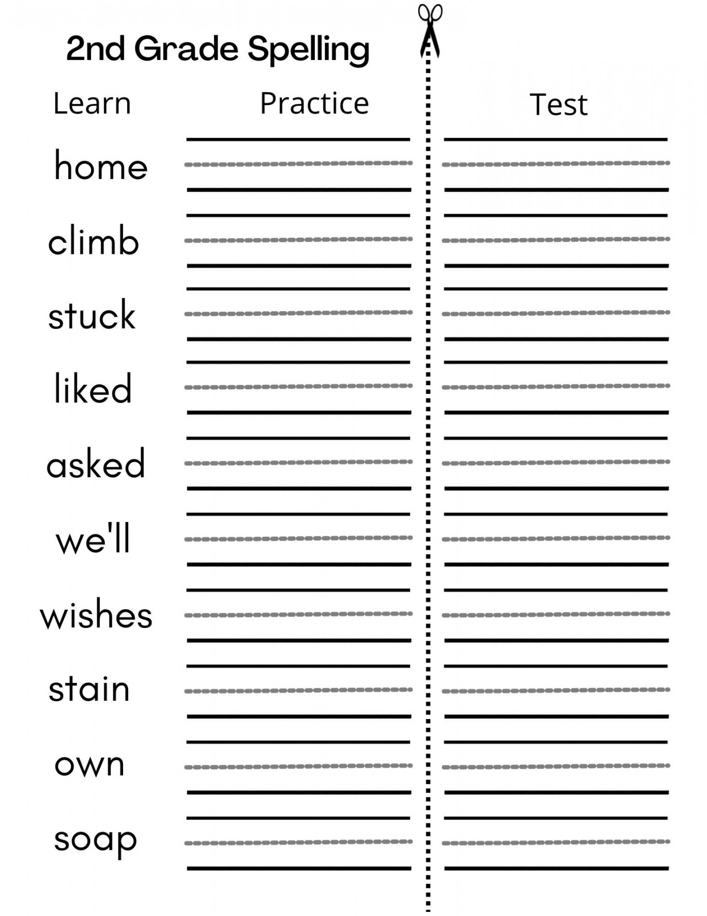 Printable Second Grade Writing Spelling Worksheets - Etsy