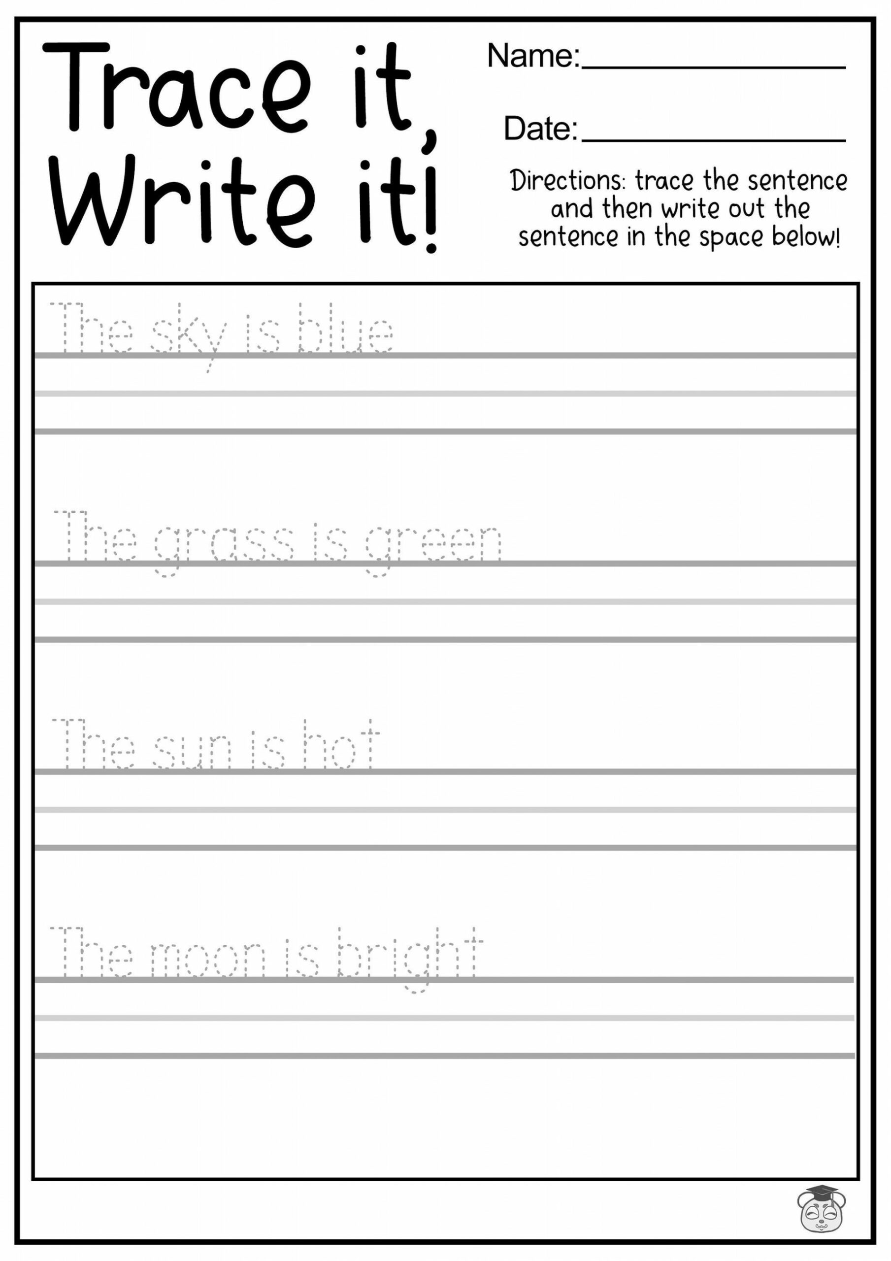 Printable Tracing and Writing English Worksheets Trace and