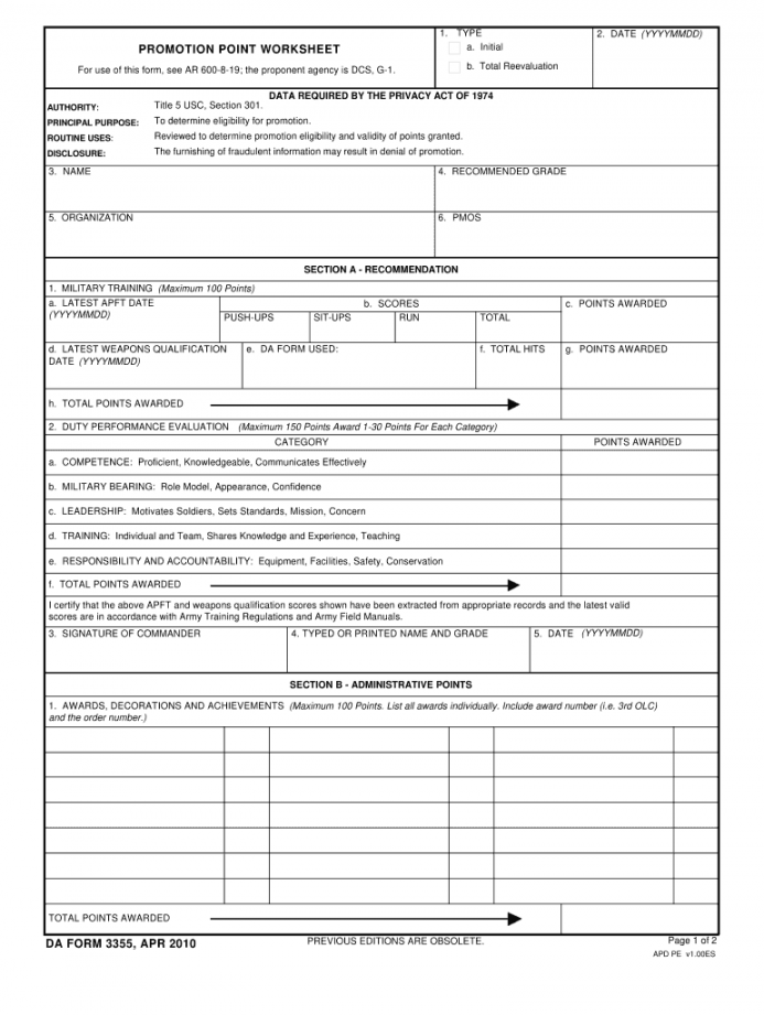 Promotion point worksheet: Fill out & sign online  DocHub