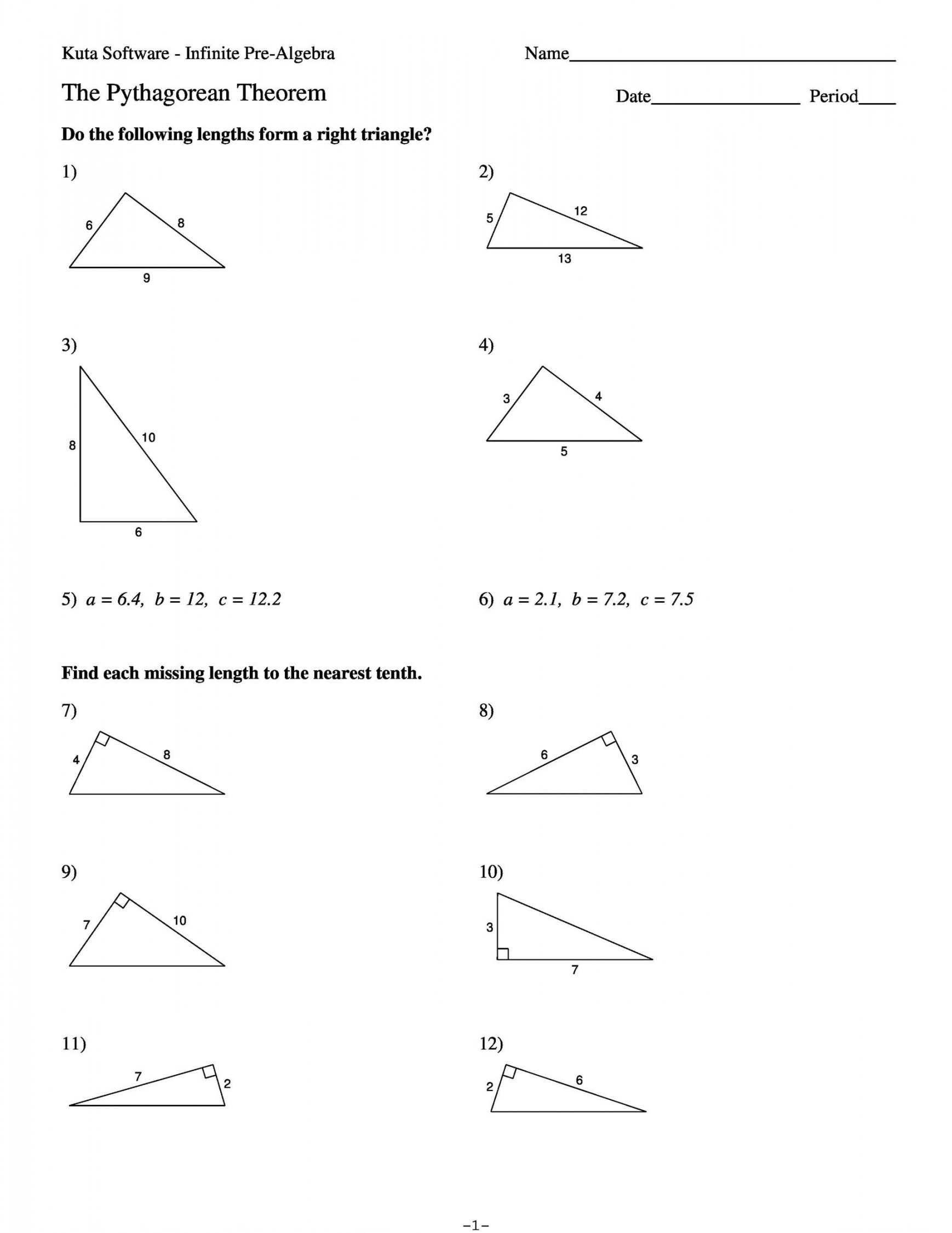 Pythagorean Theorem Worksheet with Answers [Word + PDF]