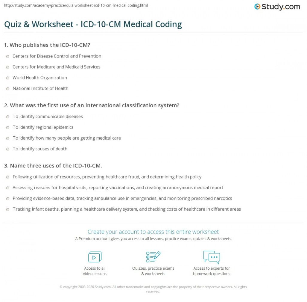 Quiz & Worksheet - ICD--CM Medical Coding  Study