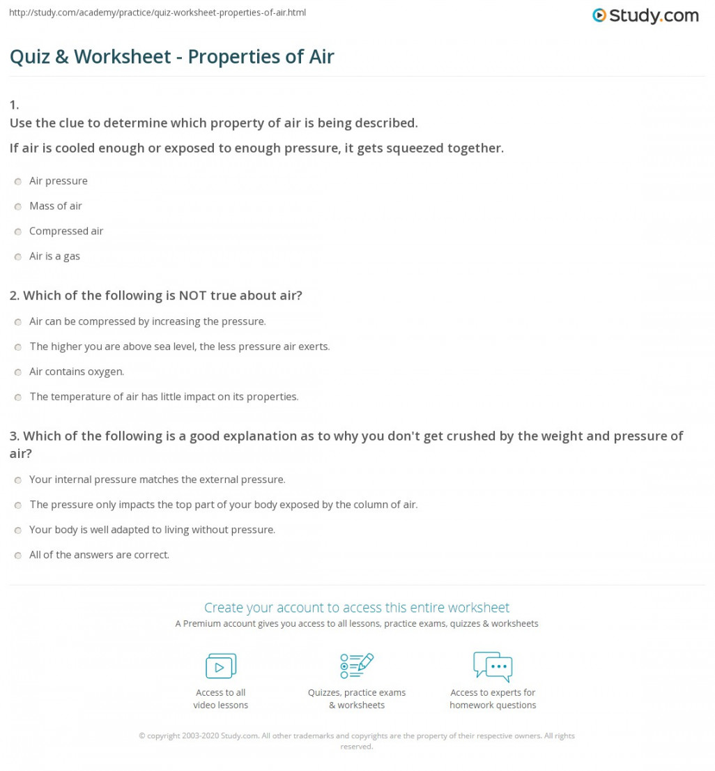 Quiz & Worksheet - Properties of Air  Study