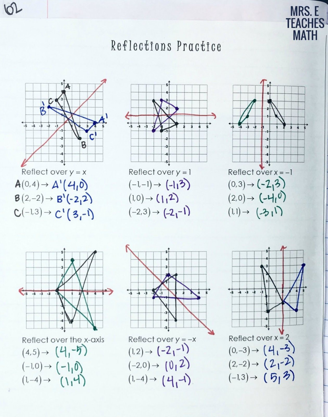 Reflections and Rotations INB Pages  Reflection math, Geometry
