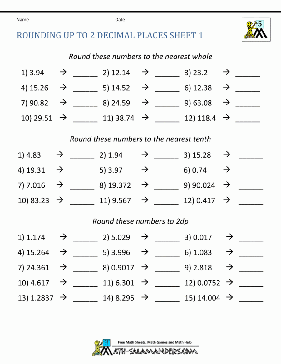 Rounding Decimal Places - Rounding numbers to dp
