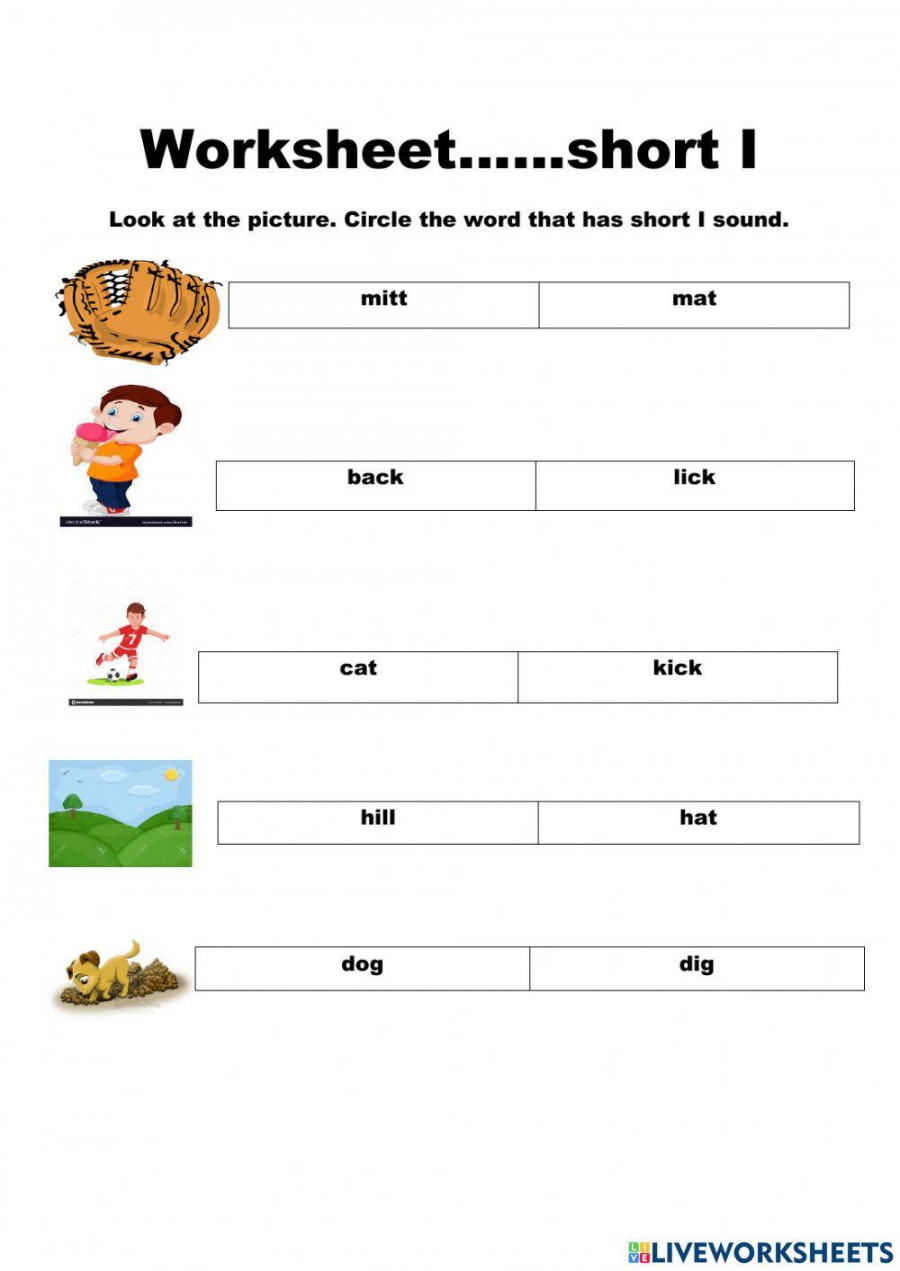 Short i interactive worksheet for grade   Live Worksheets