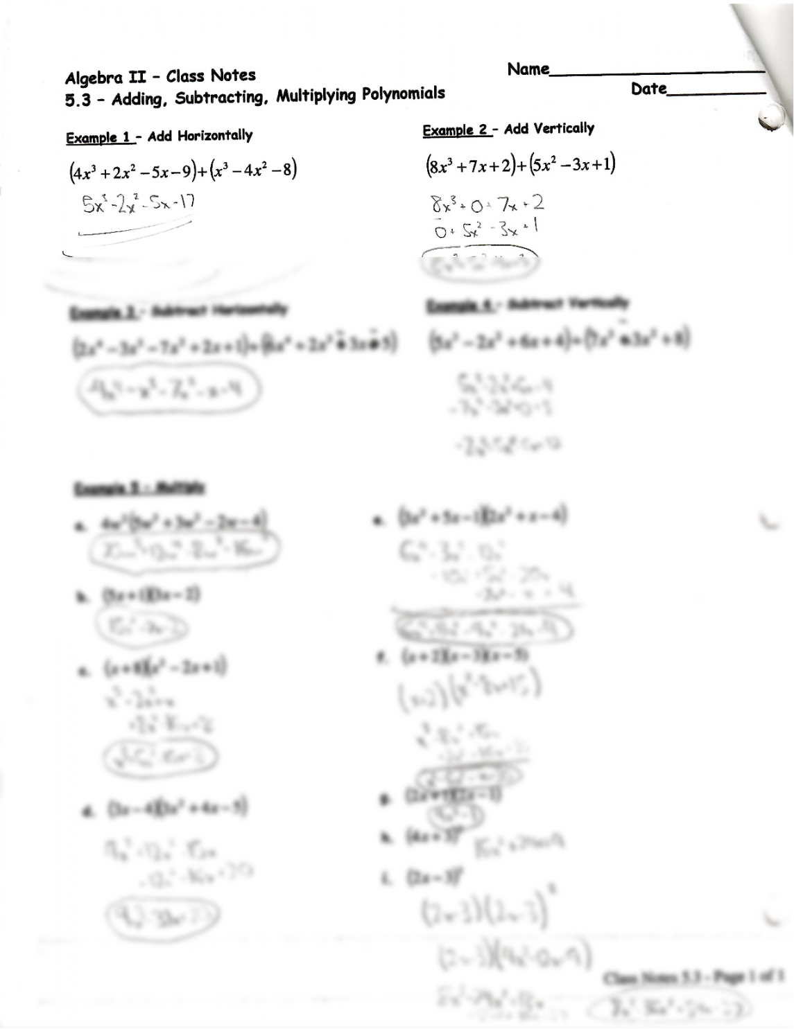 SOLUTION: Algebra  adding subtracting multiplying polynomials