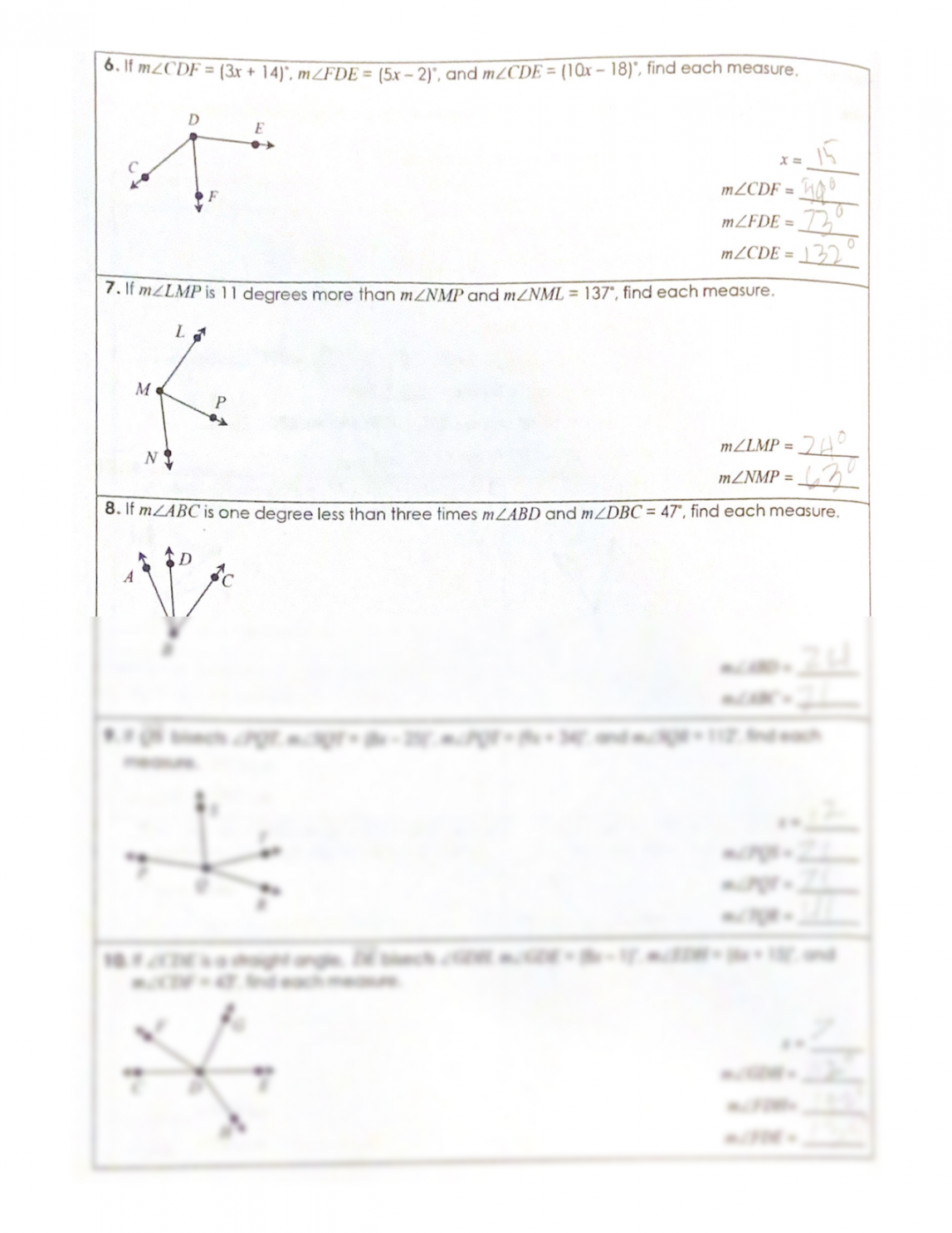 SOLUTION: Angle Addition Postulate Geometry Basics Worksheet