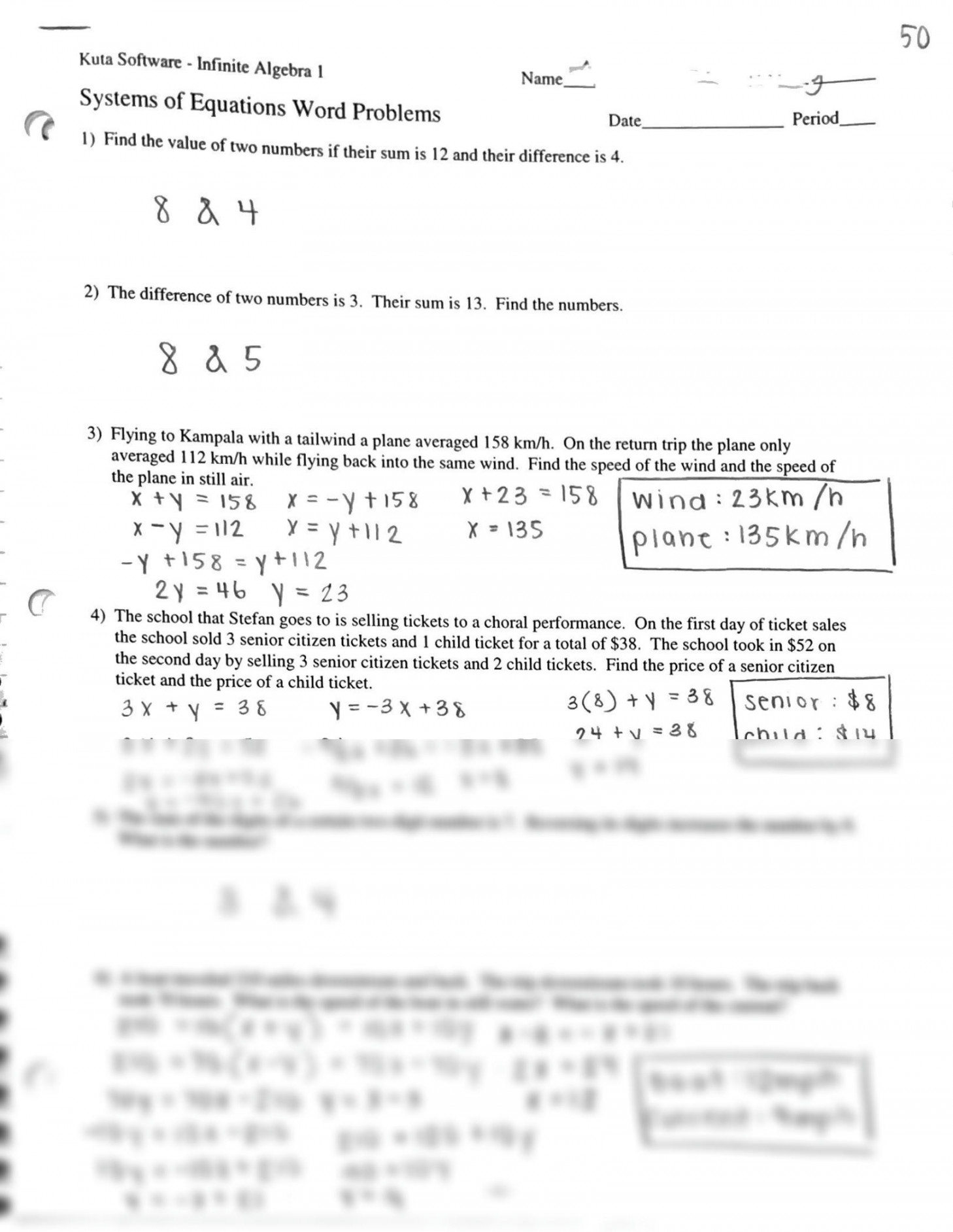 SOLUTION: Kuta Software Infinite Algebra : Systems of Equations