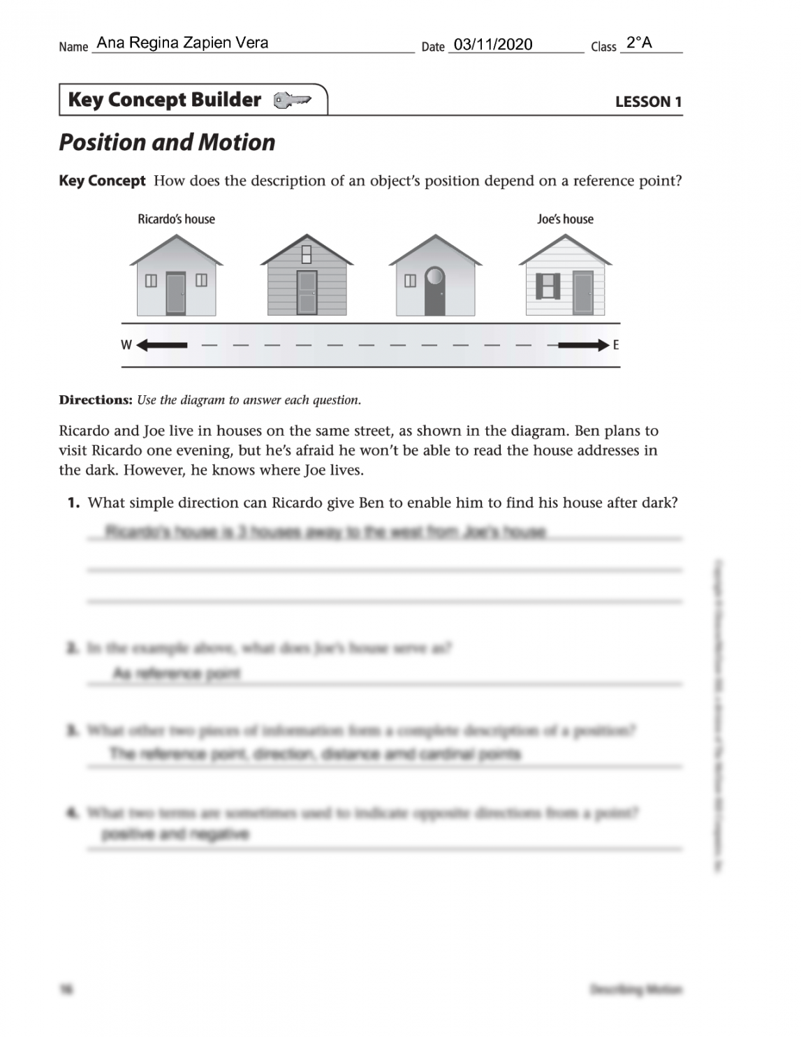 SOLUTION: Position And Motion Worksheet - Studypool