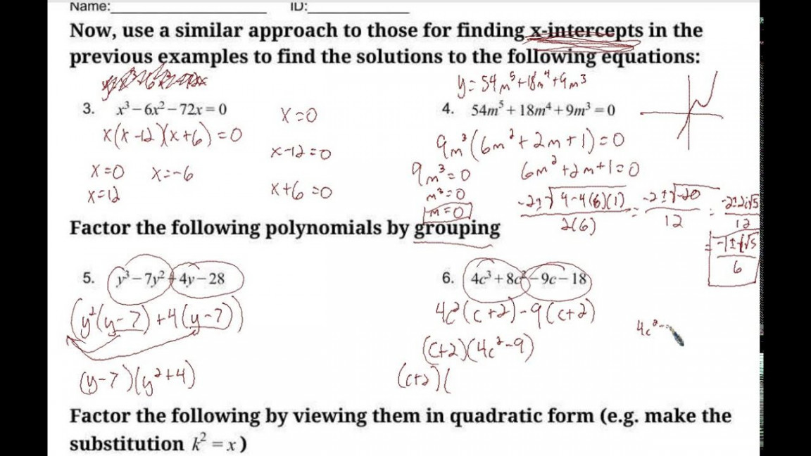 solving polynomial equations worksheets