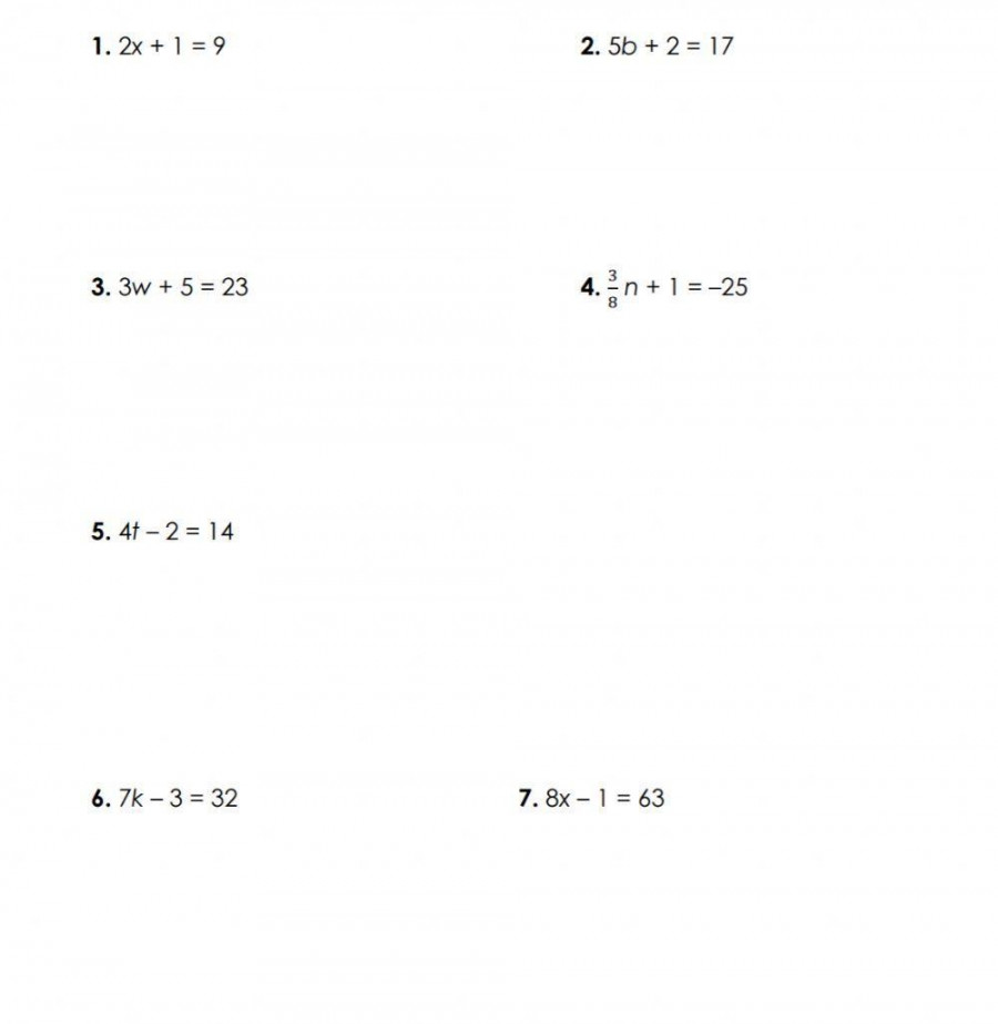 Solving two step linear equations worksheet  Live Worksheets