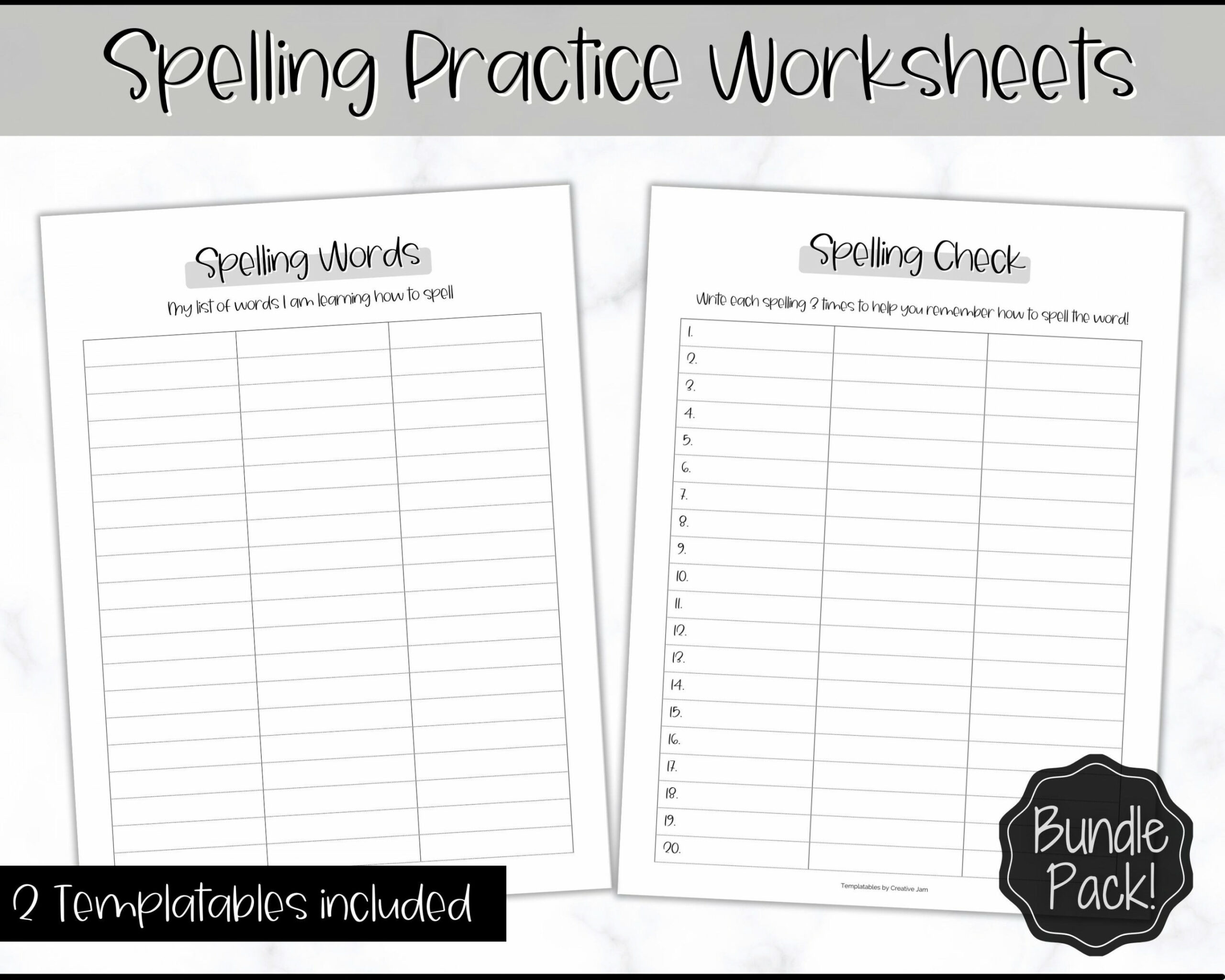 Spelling Practice Printable Spelling Words Sheets Sight Word - Etsy
