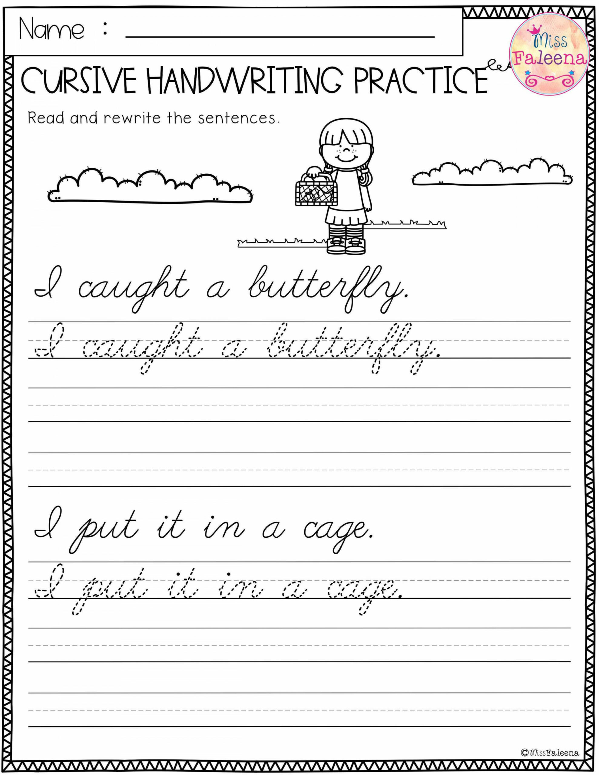 Handwriting Worksheet For 2nd Grade