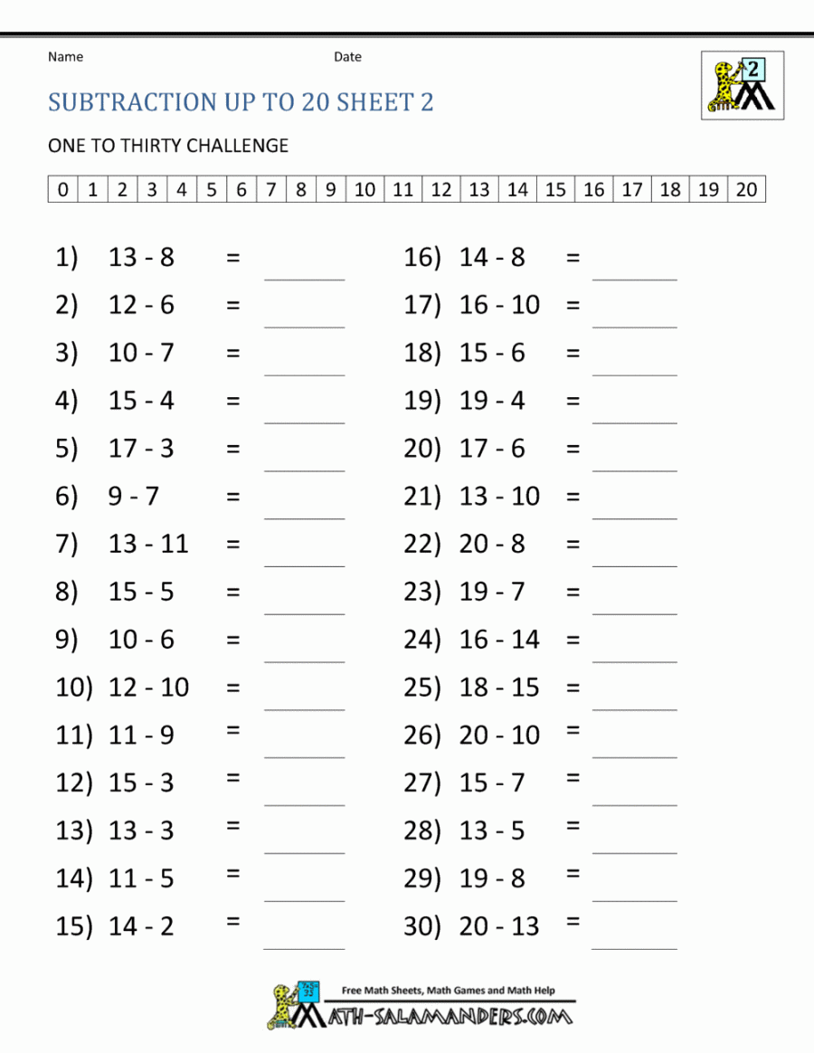 Subtraction Facts to