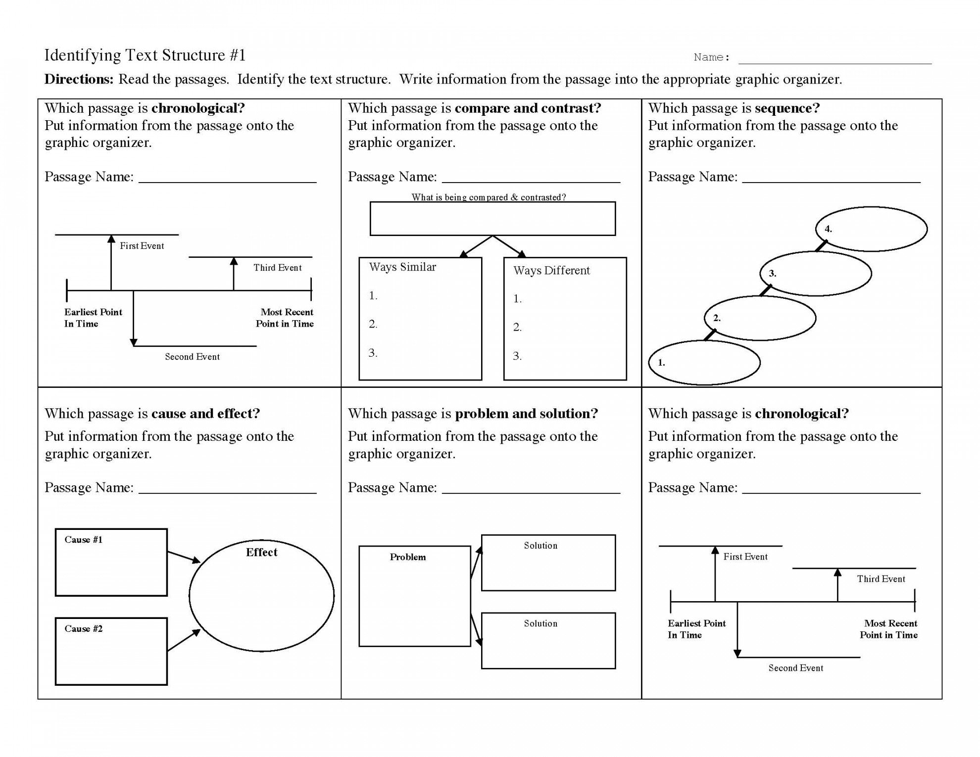 Text Structure Worksheet   Reading Activity