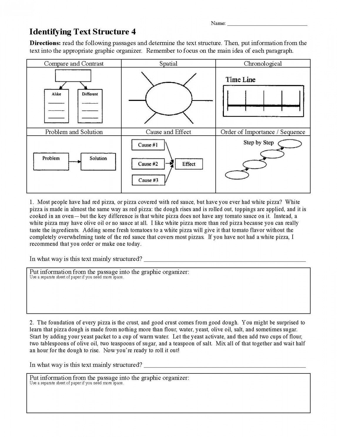 Text Structure Worksheets  Reading Activities