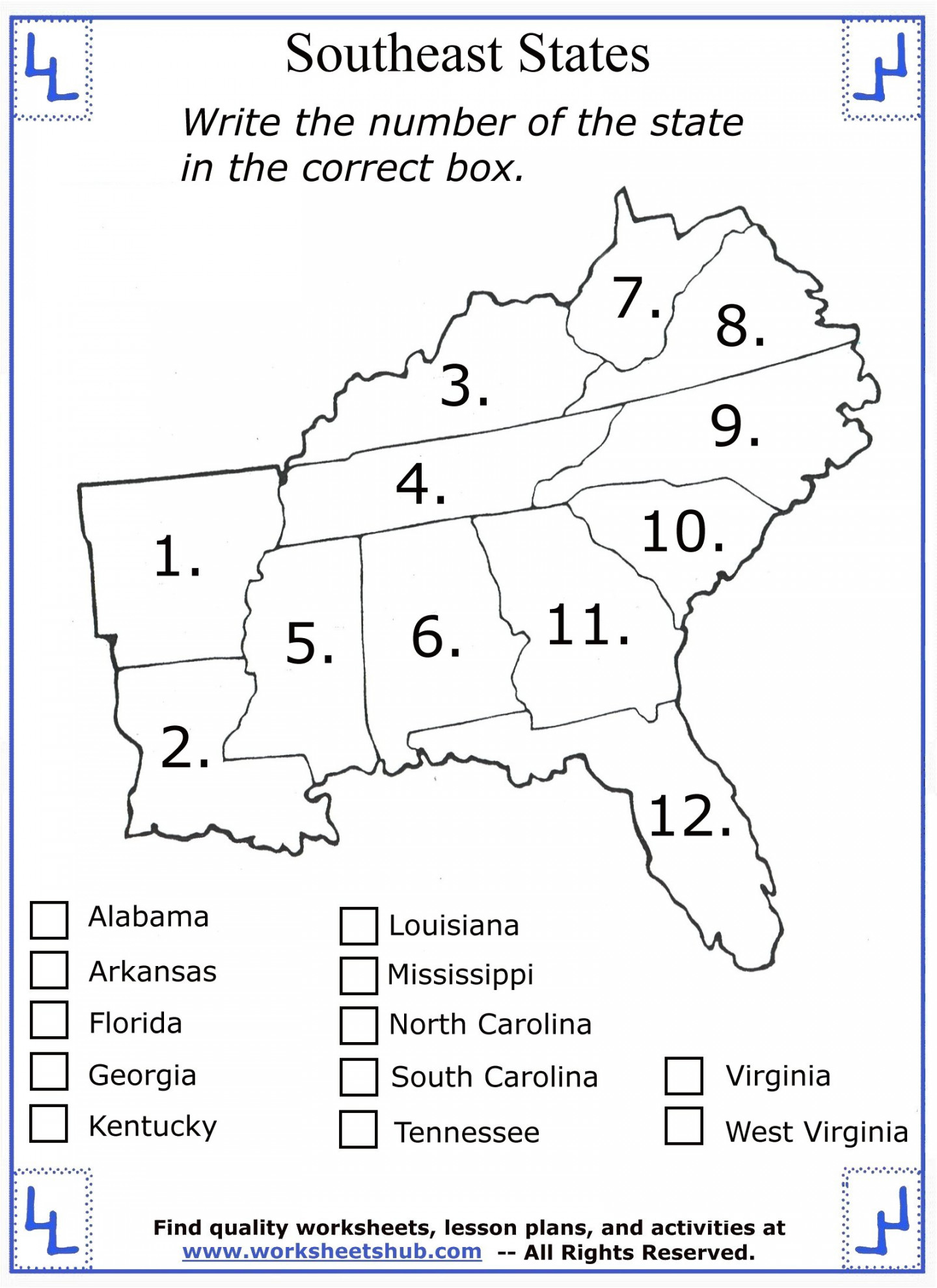 th Grade Social Studies - Southeast Region States