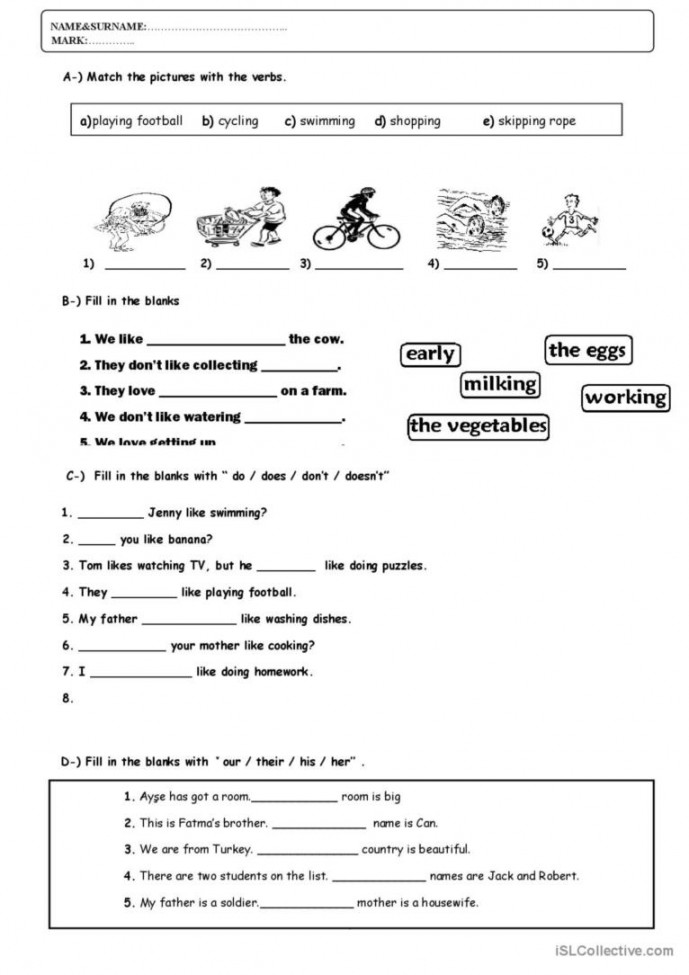 th Graders: English ESL worksheets pdf & doc