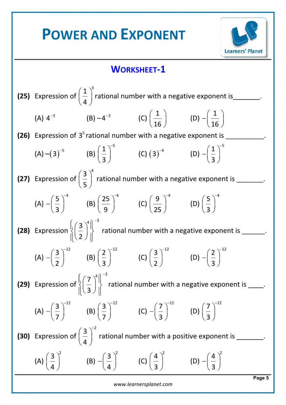 th math cbse exponents and powers worksheets
