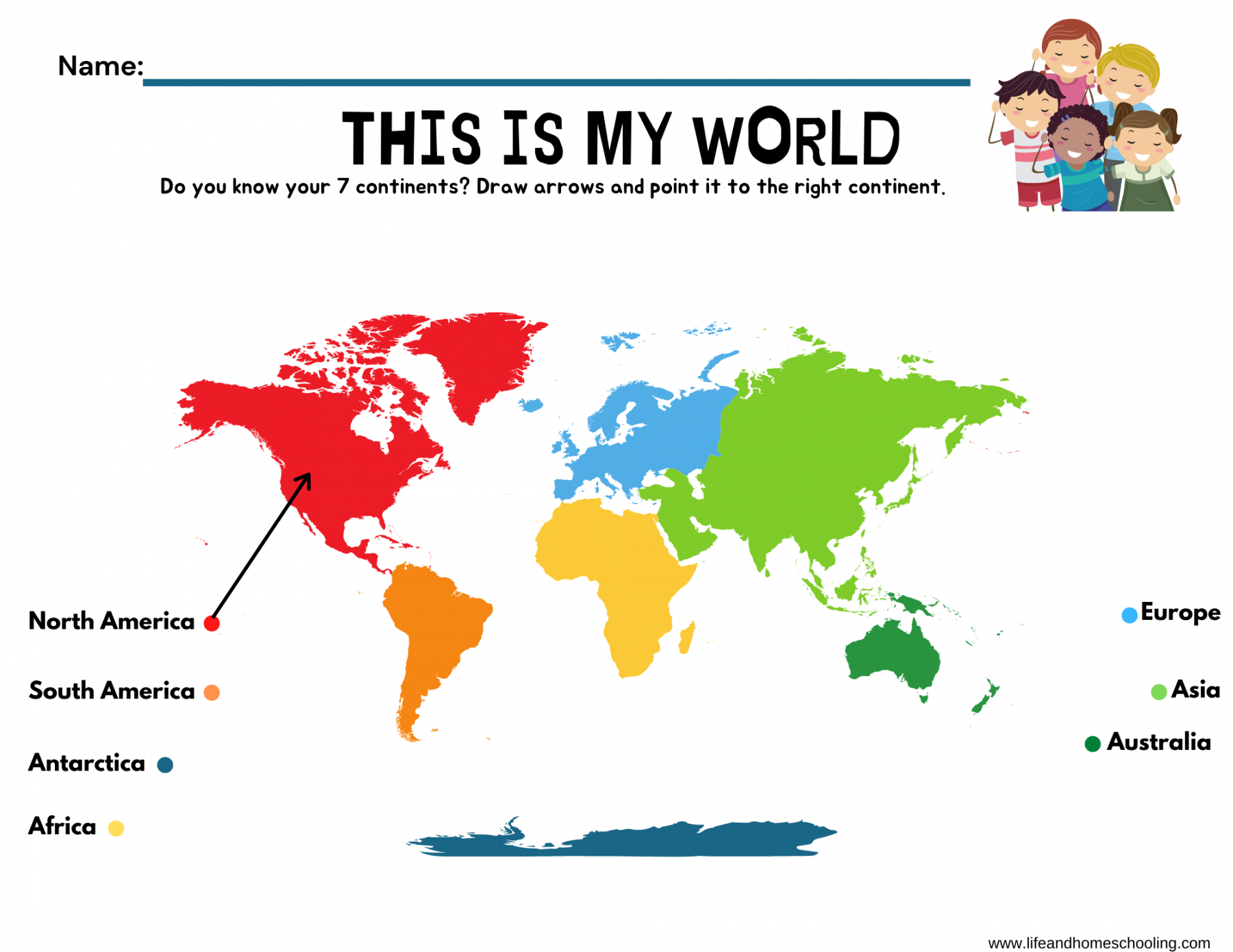 The  Continents Printable Activity