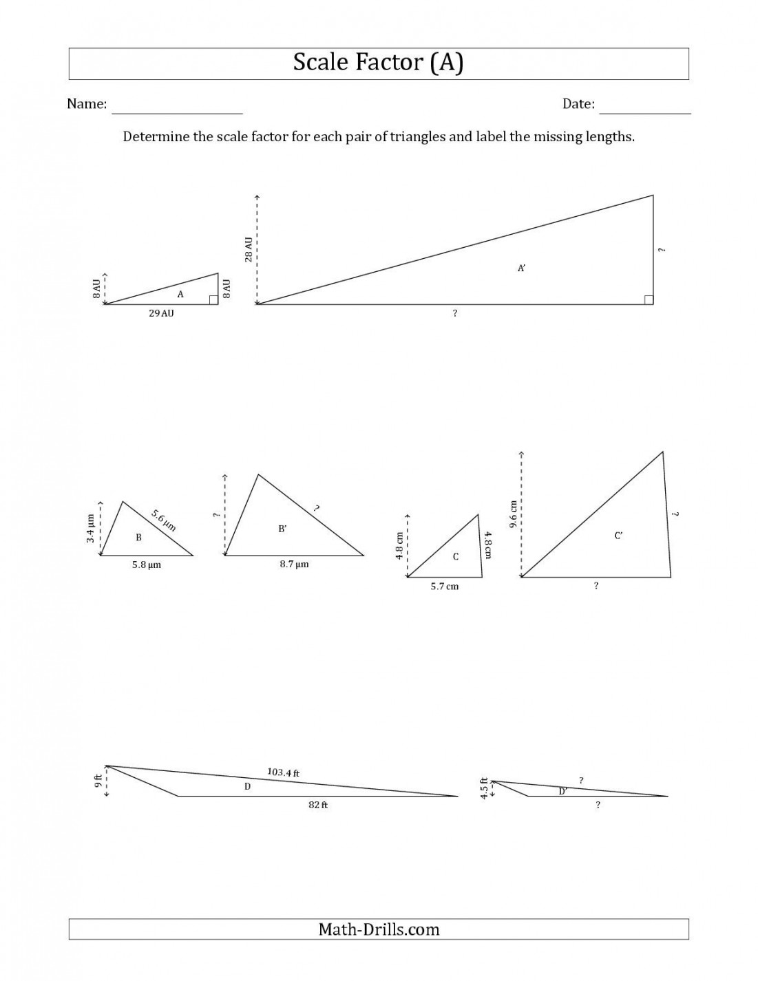 The Determine the Scale Factor Between Two Triangles and Determine