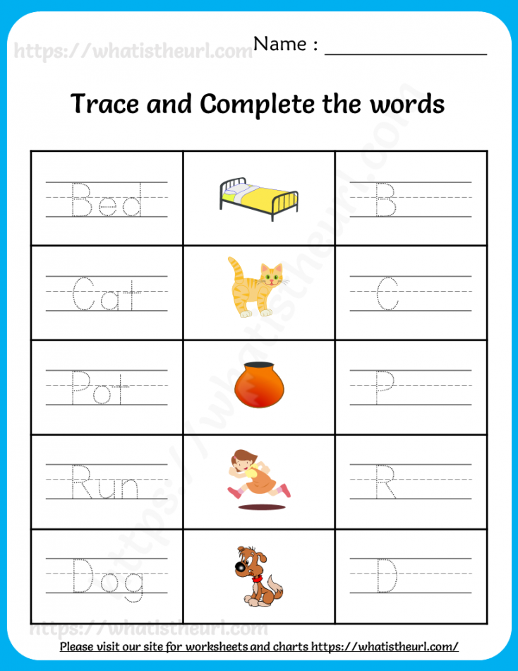 Trace and Complete the Words – Worksheets for Grade   st grade