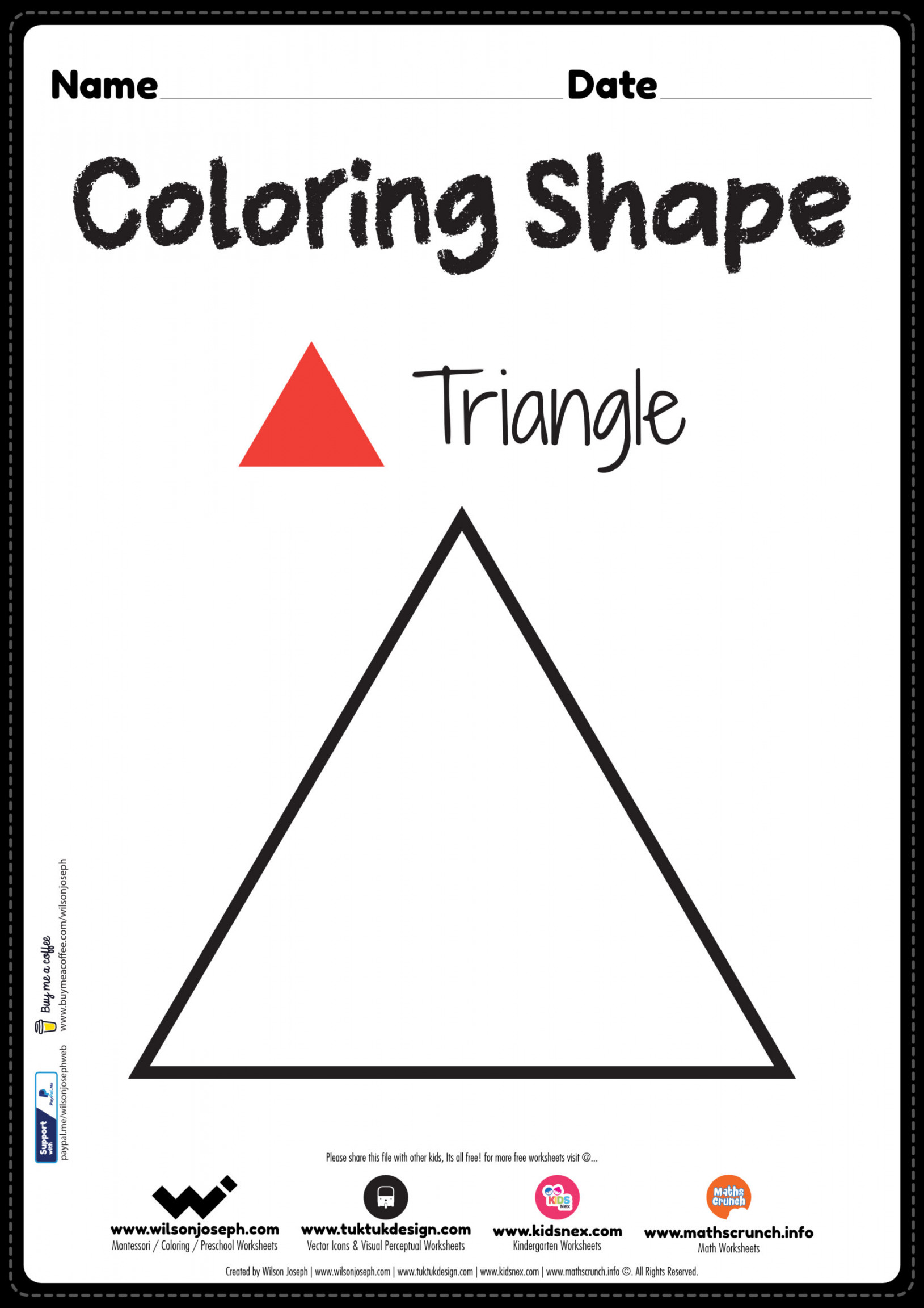Triangle Coloring Page - Free Printable PDF for Kindergarten