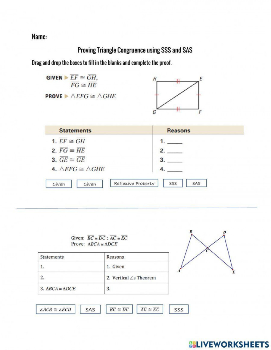 Triangle Congruence Proofs worksheet  Live Worksheets