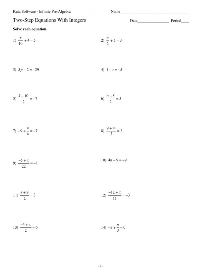 Two-Step Equations With Integers  PDF  Equations  Algebra