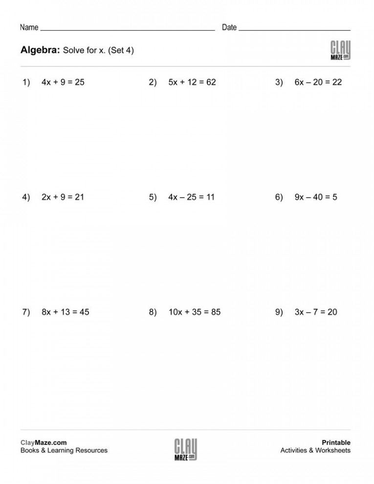 Use this worksheet for practice with solving equations