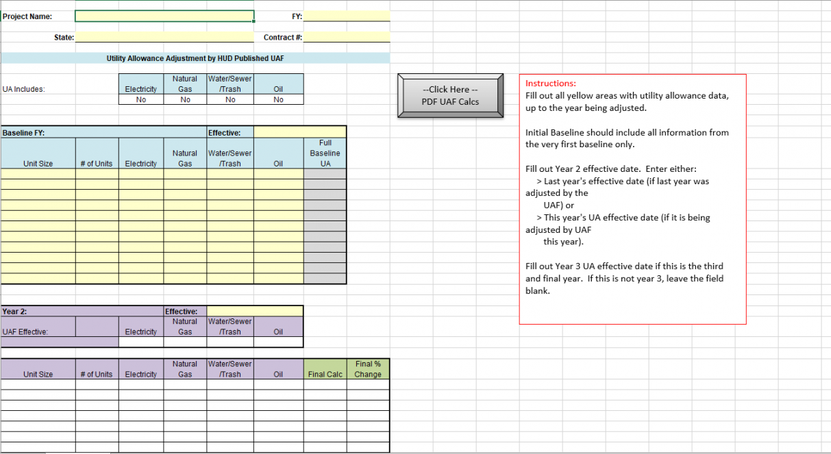 Utility Allowance (UAF) Calculation Worksheet - CMS