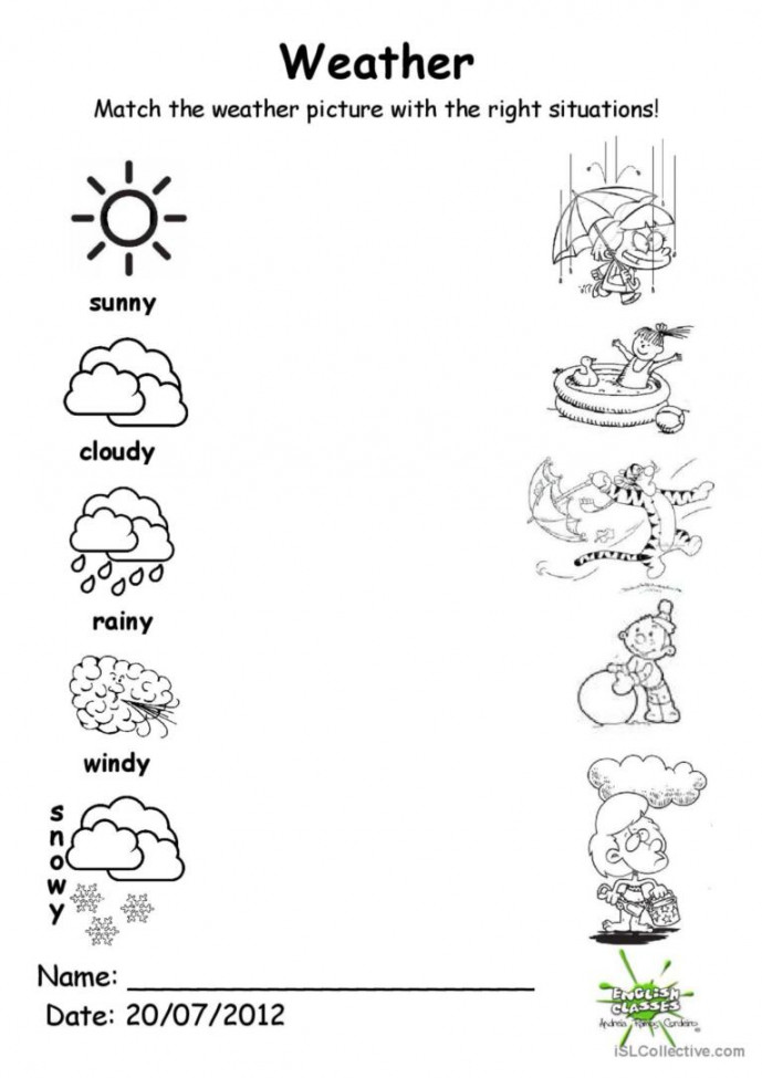 Weather match: English ESL worksheets pdf & doc