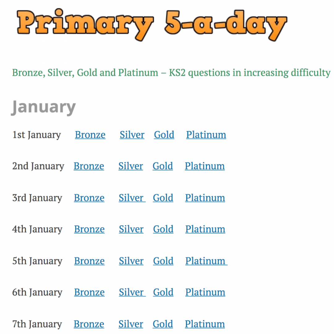 -a-day Primary – Corbettmaths