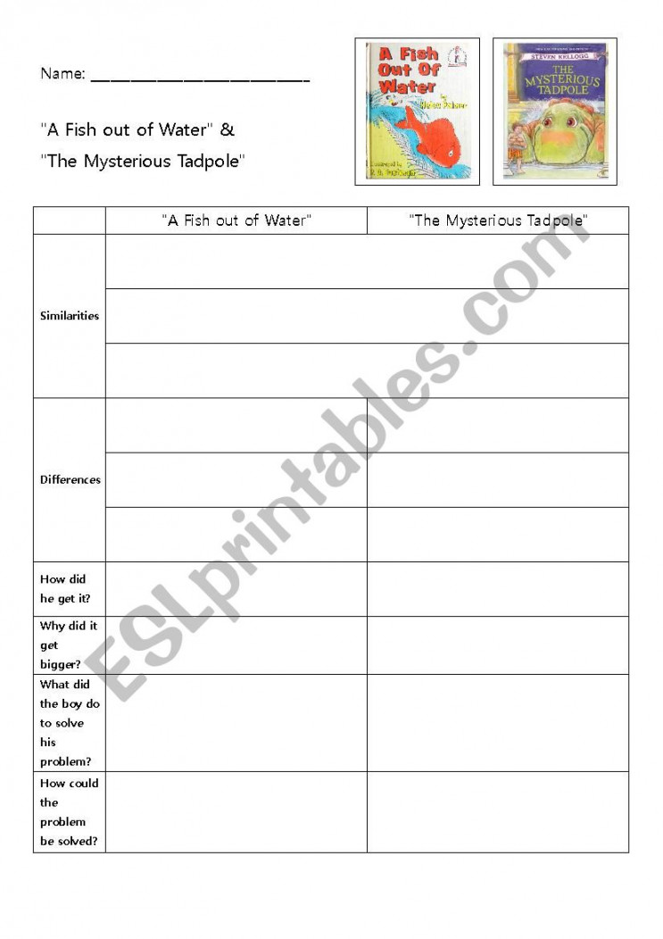 A Fish Out Of Water/ A Mysterious Tadpole - ESL worksheet by kenzn