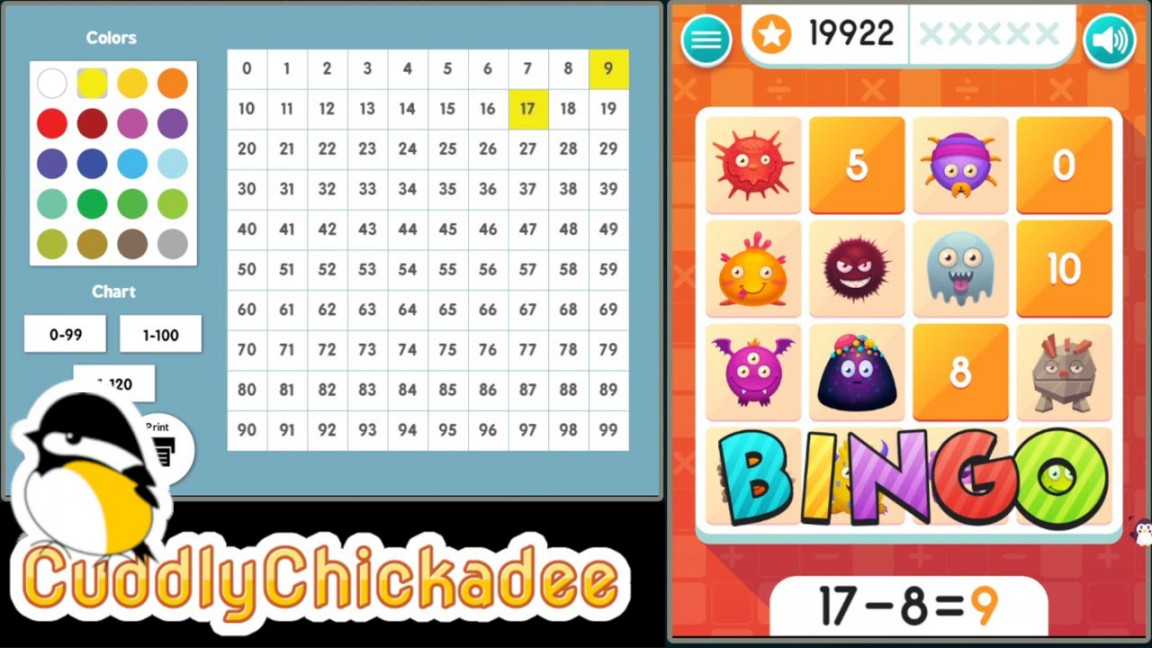 ABCya: Learn Subtraction with Math Bingo & Number Chart (Medium)  %  Accurate  Cuddly Chickadee