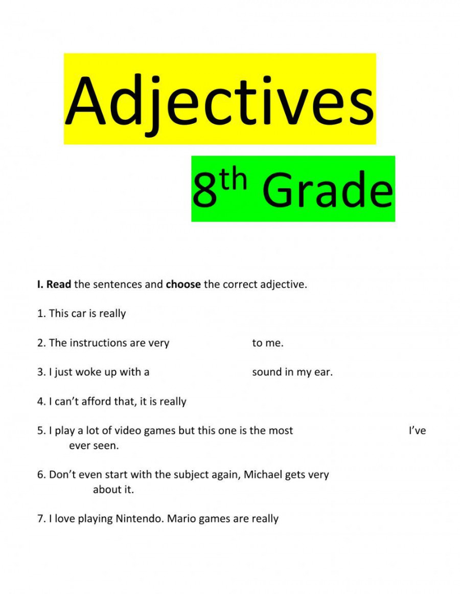 Adjectives th grade worksheet  Live Worksheets