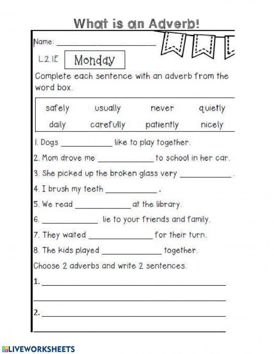 Adverbs interactive exercise for Grade   Live Worksheets