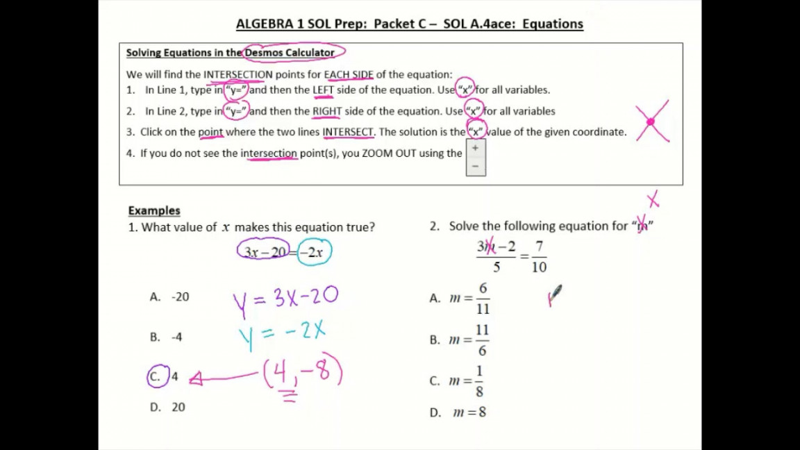 Algebra  SOL Packet C - Equations