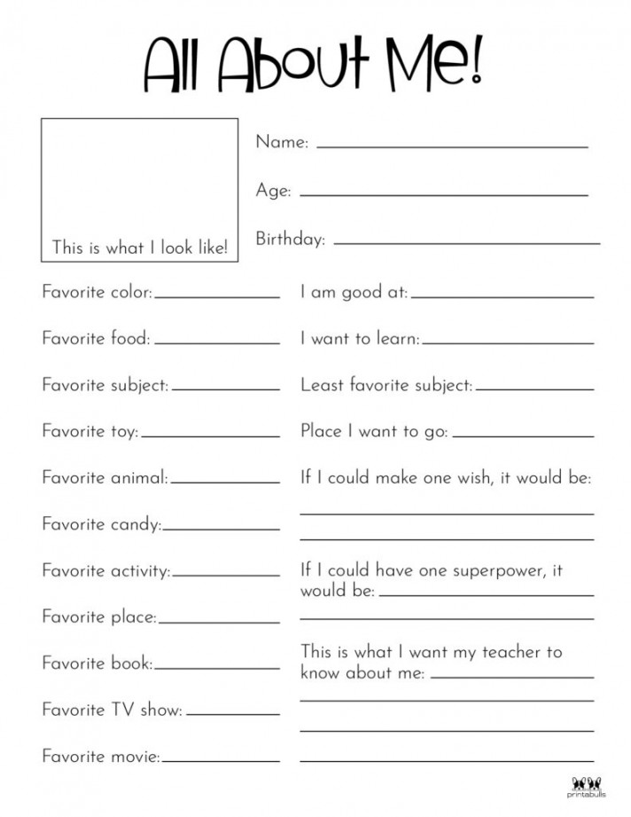 All About Me Printable Worksheets -  FREE Printables  Printabulls