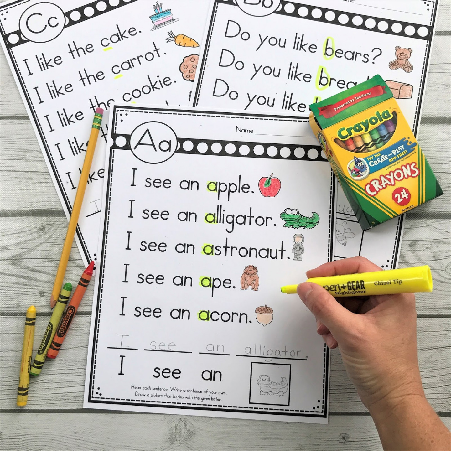 Alphabet Sight Word Sentences for Kindergarten or First Grade