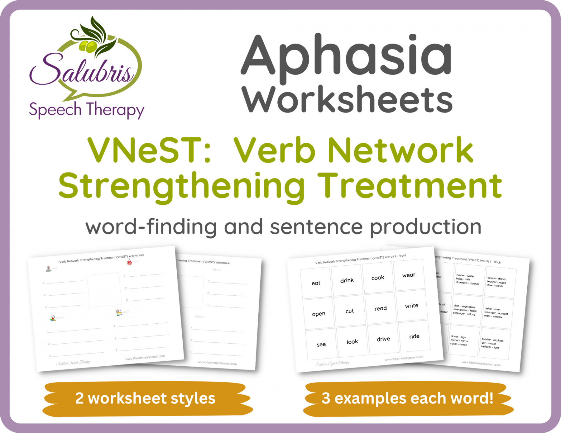 Aphasia Vnest Worksheets Word-finding Sentences Speech - Etsy