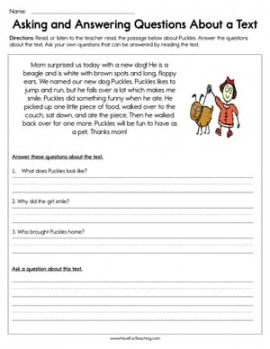 Asking and Answering Questions about a Text Worksheet - Have Fun